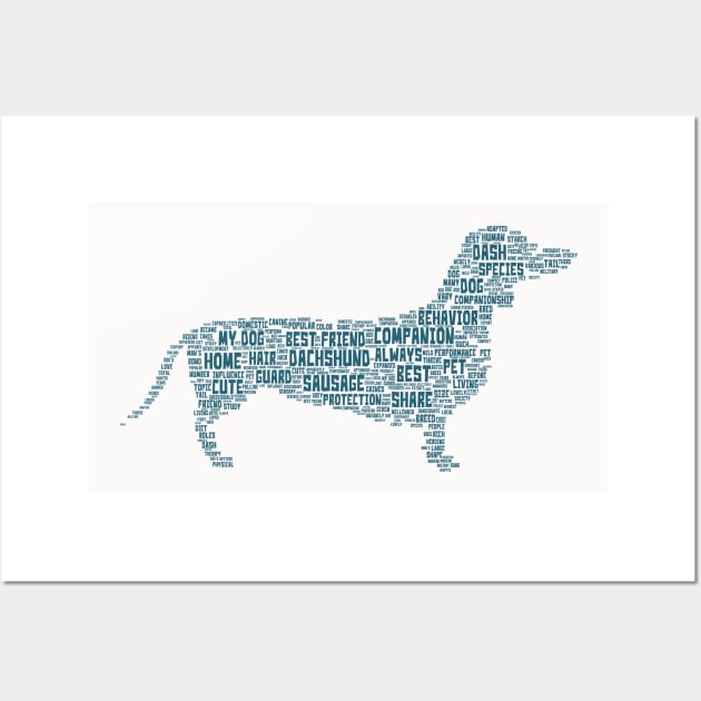 Dog Sausage Dachshund Dash Animal Pet Text Word Cloud Wall Art by Cubebox